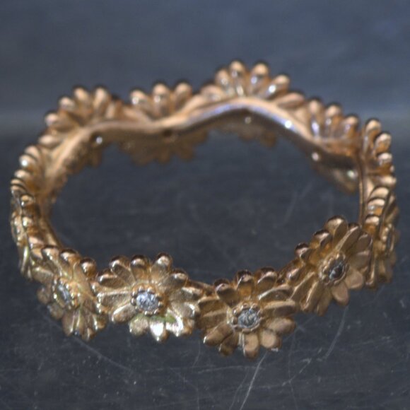 Pandora - Vintage 14k Rose Gold Plated CZ Daisy Crown Band - Size 6 - Picture 3 of 4